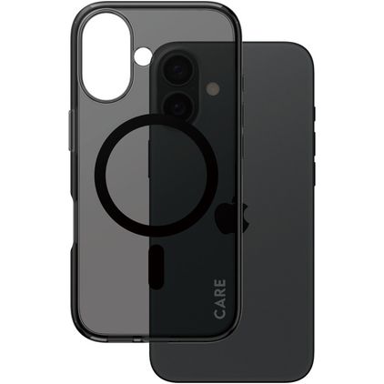 CARE by PanzerGlass Smokey iPhone 16 MagSafe Hoesje Hardcase Backcover - Transparant / Zwart