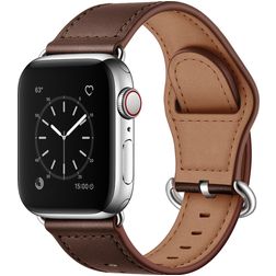 Mobigear Venezia Leren Apple Watch Bandje Gespsluiting - 49/46/45/44 mm - Bruin