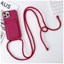 Mobigear Lanyard Card iPhone 15 Pro Max Siliconen Hoesje met koord en Pasjeshouder - Bordeaux Rood