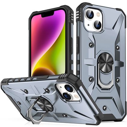 Mobigear Armor Ring iPhone 14 Plus Hoesje Hardcase Backcover Shockproof met Ringhouder - Grijs