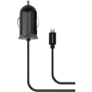 Mobiparts Autolader Apple Lightning 1 Meter 2.4A - Zwart