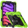 Mobigear SureGrip Xtreme iPad Mini 7 (2024) Hoes Hard Kunststof,Siliconen Backcover + Stylus Houder + Schouderband + Standaard - Zwart / Groen