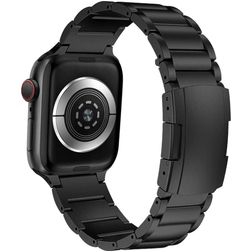 Mobigear Brisbane Titanium Apple Watch Bandje Vouwsluiting - 49/46/45/44 mm - Zwart