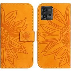 Mobigear Sunflower Motorola Moto G72 Hoesje Bookcase Portemonnee - Cognac