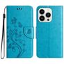 Mobigear Flowers iPhone 16 Pro Hoesje Bookcase Portemonnee - Blauw