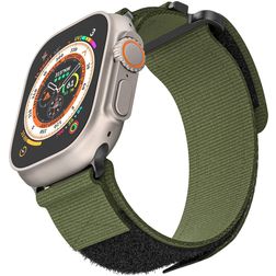 Mobigear Outdoor Nylon Apple Watch Bandje Klittenbandsluiting - 42/41/40/38 mm - Legergroen