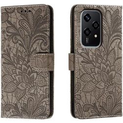 Mobigear Flowers HONOR 200 Lite Hoesje Bookcase Portemonnee - Grijs