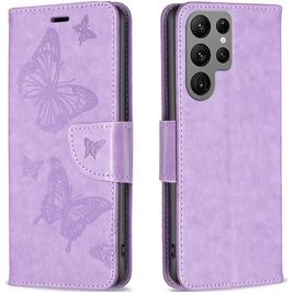 Mobigear Butterfly Samsung Galaxy S23 Ultra Hoesje Bookcase Portemonnee - Paars