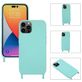 Mobigear Lanyard iPhone 14 Pro Max Siliconen Hoesje met koord - Turquoise