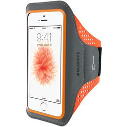 Mobiparts Comfort Fit Telefoonhouder Hardlopen iPhone SE (2016) Sport Hoesje Neopreen Sportarmband - Neon Orange