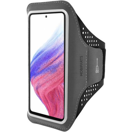 Mobiparts Comfort Fit Telefoonhouder Hardlopen Samsung Galaxy A53 Sport Hoesje Neopreen Sportarmband - Zwart