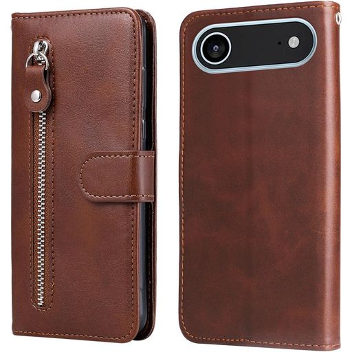 Mobigear Zipper iPhone Air Hoesje Bookcase Portemonnee - Bruin
