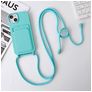 Mobigear Lanyard Card iPhone 15 Plus Siliconen Hoesje met koord en Pasjeshouder - Blauw
