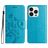 Mobigear Flowers iPhone 16 Pro Hoesje Bookcase Portemonnee - Blauw