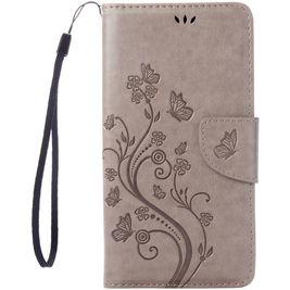 Mobigear Flowers iPhone 8 Hoesje Bookcase Portemonnee - Grijs