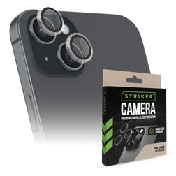 Striker Single Lens iPhone 15 Glazen Camera Lens Protector - Case Friendly - Zwart