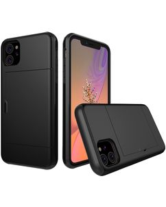 Mobigear Card iPhone 11 Hoesje Hardcase Backcover Shockproof met Pasjeshouder - Zwart