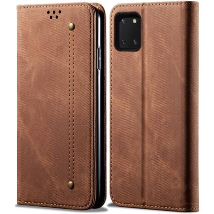 Mobigear Denim Slim Samsung Galaxy Note 10 Lite Hoesje Bookcase Portemonnee - Bruin