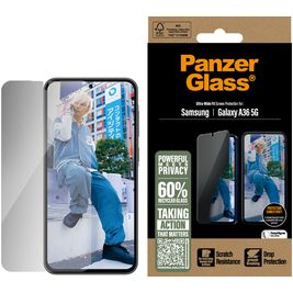 PanzerGlass Ultra-Wide Fit Privacy Samsung Galaxy A36 Glazen Screenprotector Privacy - Case Friendly - Zwart