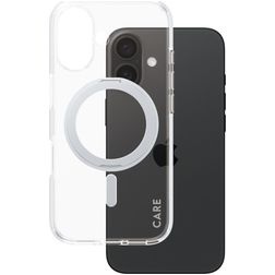 CARE by PanzerGlass Kickstand iPhone 16 MagSafe Hoesje Hardcase Backcover met Standaard - Transparant / Zilver