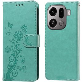 Mobigear Flowers OPPO Find X9 Pro Hoesje Bookcase Portemonnee - Groen