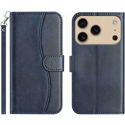Mobigear S Line iPhone 17 Pro Max Hoesje Bookcase Portemonnee - Marineblauw