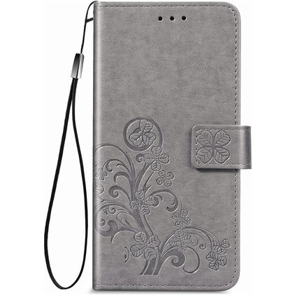 Mobigear Clover Motorola One Fusion Plus Hoesje Bookcase Portemonnee - Grijs
