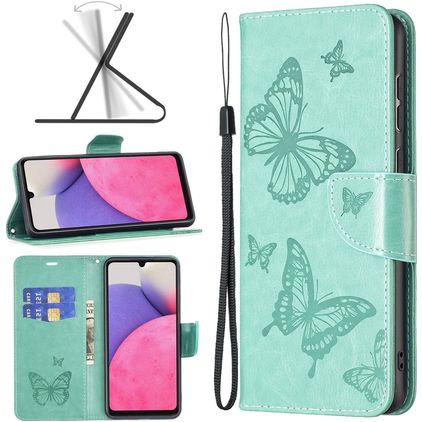 Mobigear Butterfly Samsung Galaxy A33 Hoesje Bookcase Portemonnee - Turquoise