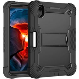 Mobigear ShieldStand iPad Mini 6 (2021) Hoes Hard Kunststof,Siliconen Backcover + Stylus Houder + Standaard - Zwart