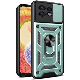 Mobigear Armor Ring Cam Slide Motorola Edge 40 Pro Hoesje Hardcase Backcover Shockproof met Ringhouder en Camera Slider - Groen