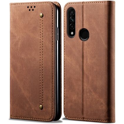 Mobigear Denim Slim OPPO A31 Hoesje Bookcase Portemonnee - Bruin