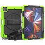 Mobigear SureGrip Xtreme iPad Pro 12.9 Inch (2020) Hoes Hard Kunststof,Siliconen Backcover + Stylus Houder + Schouderband + Standaard - Zwart / Groen