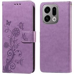 Mobigear Flowers OPPO Find X9 Hoesje Bookcase Portemonnee - Paars