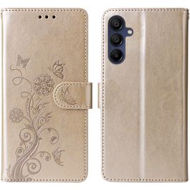 Mobigear Flowers Samsung Galaxy A16 Hoesje Bookcase Portemonnee - Goud