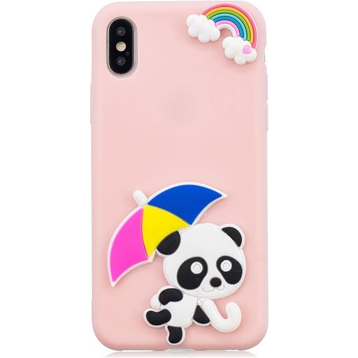 Mobigear Design iPhone XS Max Hoesje Flexibel TPU Backcover - Rainbow Panda