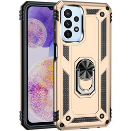 Mobigear Armor Ring Samsung Galaxy A23 Hoesje Hardcase Backcover Shockproof met Ringhouder - Goud