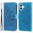 Mobigear Flowers iPhone 17 Hoesje Bookcase Portemonnee - Blauw
