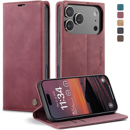 CaseMe 013 iPhone 17 Pro Hoesje Bookcase Portemonnee - Rood