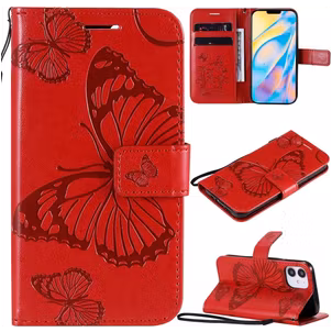 Mobigear Butterfly iPhone 12 Mini Hoesje Bookcase Portemonnee - Rood