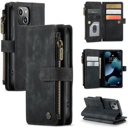 CaseMe C30 iPhone 13 Mini Hoesje Bookcase Portemonnee - Zwart