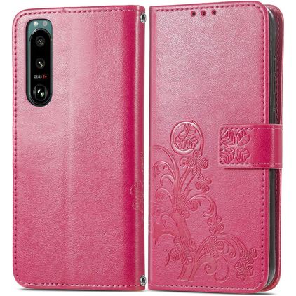 Mobigear clover Sony Xperia 5 IV Hoesje Bookcase Portemonnee - Magenta