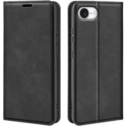 Mobigear Retro Slim iPhone 17e Hoesje Bookcase Portemonnee - Zwart