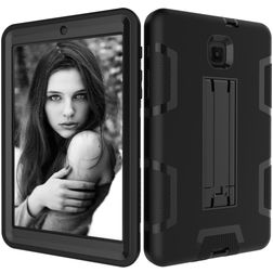 Mobigear ShieldStand Samsung Galaxy Tab A 8.0 (2018) Hoes Hard Kunststof,Siliconen Backcover + Standaard - Zwart