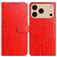Mobigear Flowers iPhone 17 Pro Max Hoesje Bookcase Portemonnee - Rood