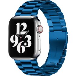 Mobigear Antwerp Stalen Apple Watch Bandje Vouwsluiting - 42/41/40/38 mm - Blauw