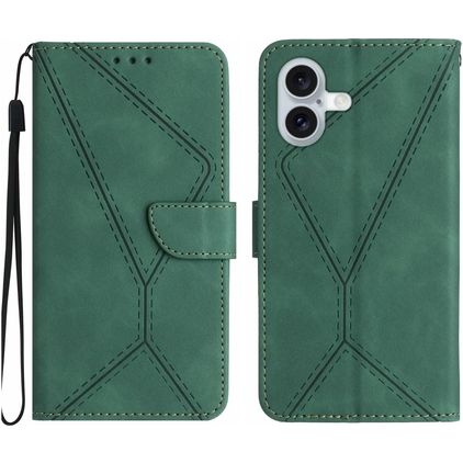 Mobigear Stitch iPhone 17 Hoesje Bookcase Portemonnee - Groen