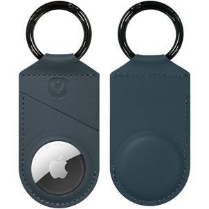 Valenta Snap Apple AirTag Hoesje Echt Leer Sleutelhanger - Blauw