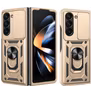 Mobigear Armor Ring Cam Slide Samsung Galaxy Z Fold 7 Hoesje Hardcase Backcover Shockproof met Ringhouder en Camera Slider - Goud