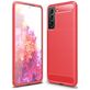 Mobigear Brushed Slim Samsung Galaxy S21 FE Hoesje Flexibel TPU Backcover - Rood