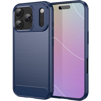 Mobigear Brushed Slim iPhone 18 Pro Hoesje Flexibel TPU Backcover - Blauw